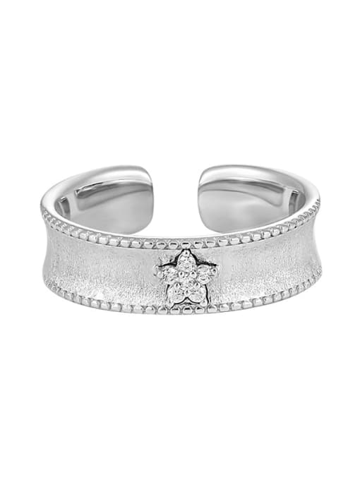 Platinum [adjustable size 14] 925 Sterling Silver Geometric Vintage Band Ring